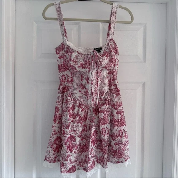 NWT BOOHOO Porcelain Toile Print Strappy Milkmaid Mini Dress 4 - Picture 4 of 10